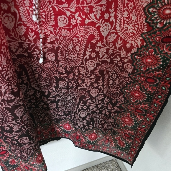 Indian Art to wear Poncho Dress Kaftan One Size Colorful Flowy Lightweight Summe - Picture 5 of 13